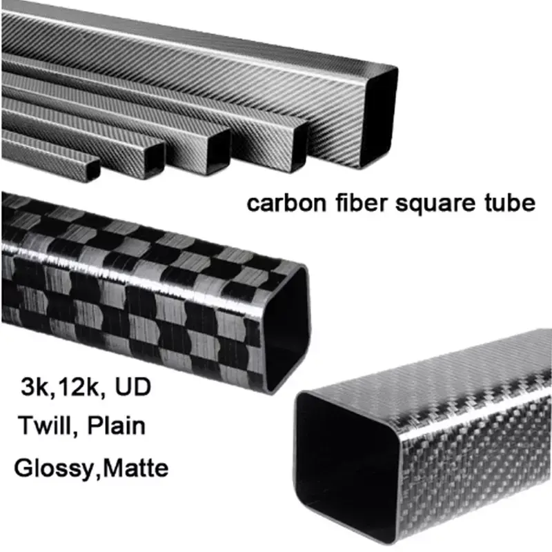 Tube ceàrnagach fiber carbon 3K làimhseachadh fiber carbon